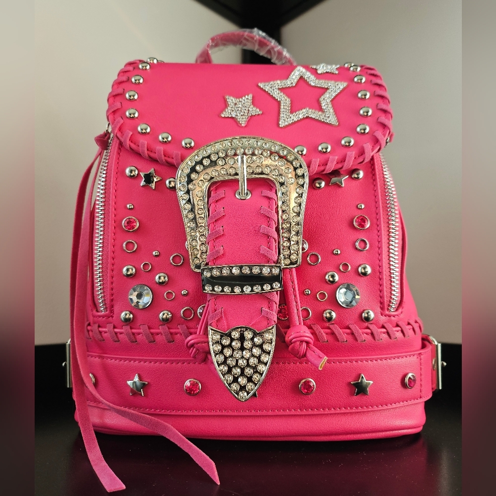 Silver Studded Cowboy Barbie Pink Backpack
